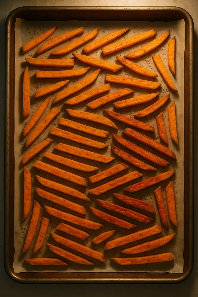 Frytki z batatów przed pieczeniem