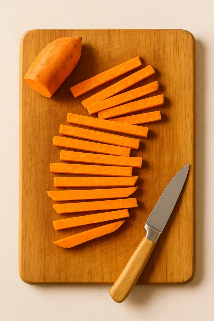 Krojenie batata na frytki