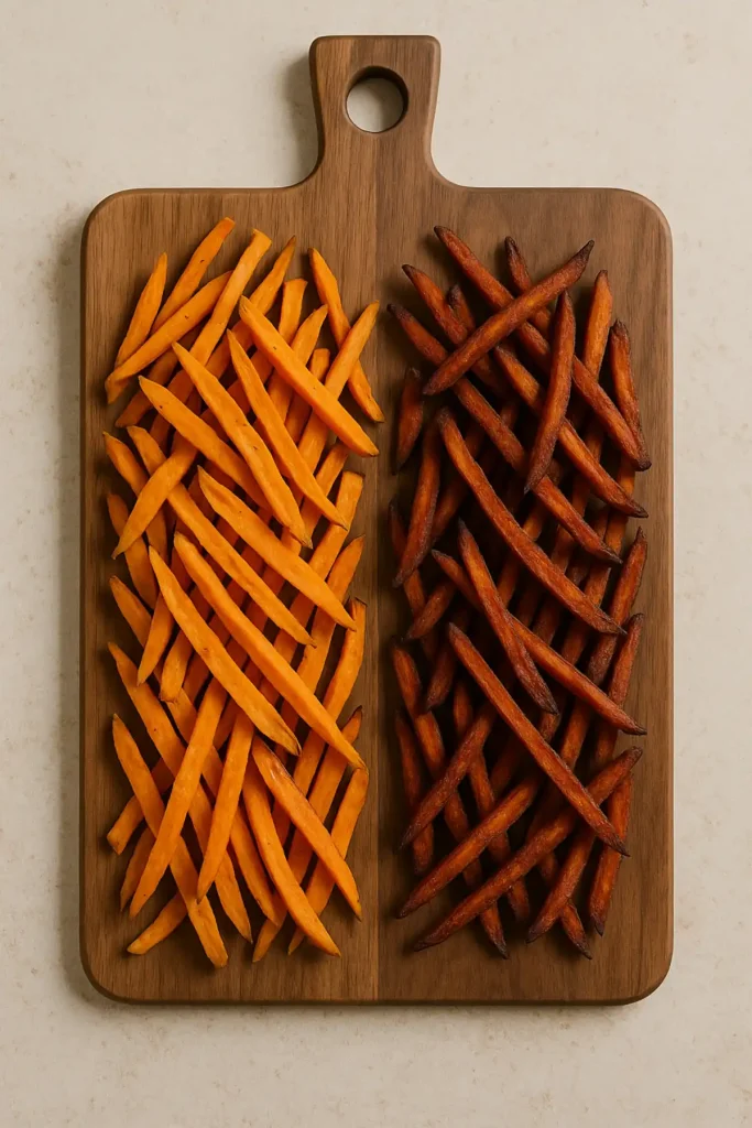 Porównanie pieczonych i smażonych frytek z batatów